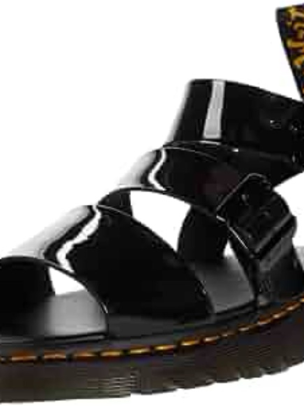Dr. Martens Gryphon Black Patent Leather Platform Strappy Sandal